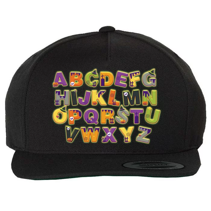 Funny Creepy Spooky Alphabet Letters Wool Snapback Cap