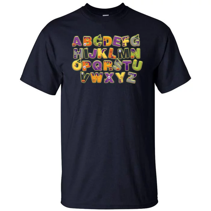 Funny Creepy Spooky Alphabet Letters Tall T-Shirt