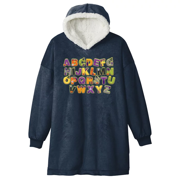 Funny Creepy Spooky Alphabet Letters Hooded Wearable Blanket