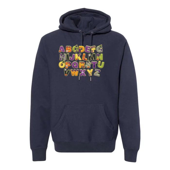 Funny Creepy Spooky Alphabet Letters Premium Hoodie