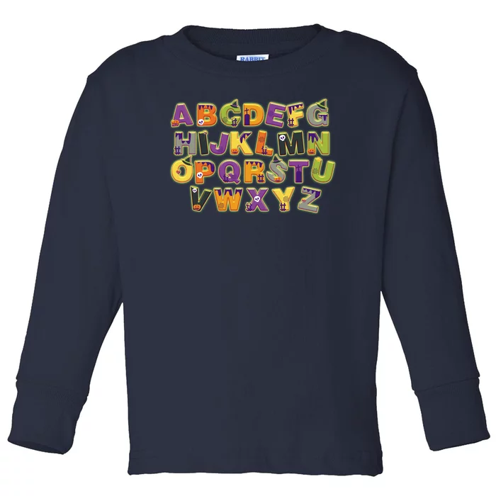 Funny Creepy Spooky Alphabet Letters Toddler Long Sleeve Shirt