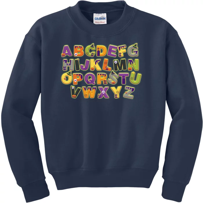 Funny Creepy Spooky Alphabet Letters Kids Sweatshirt