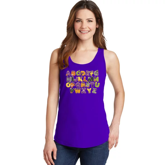 Funny Creepy Spooky Alphabet Letters Ladies Essential Tank