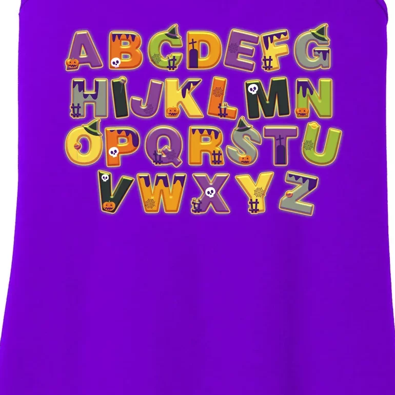 Funny Creepy Spooky Alphabet Letters Ladies Essential Tank