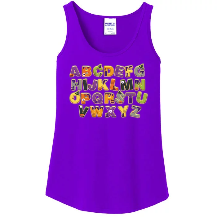 Funny Creepy Spooky Alphabet Letters Ladies Essential Tank