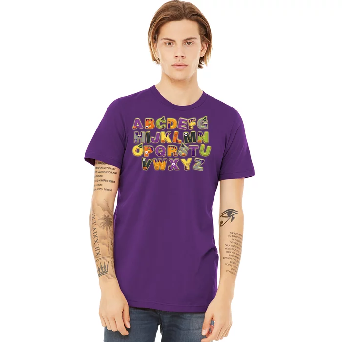 Funny Creepy Spooky Alphabet Letters Premium T-Shirt