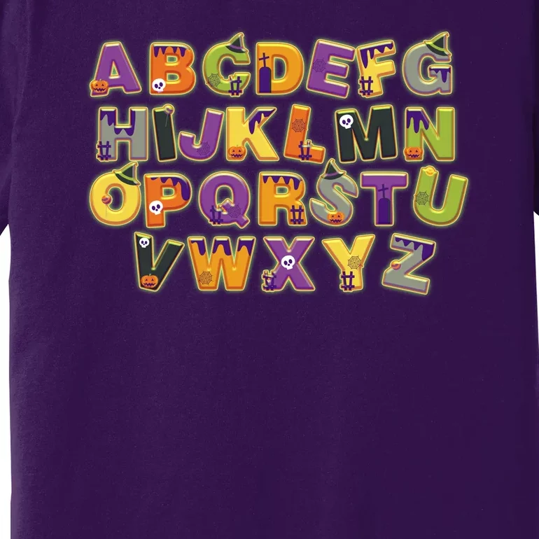 Funny Creepy Spooky Alphabet Letters Premium T-Shirt