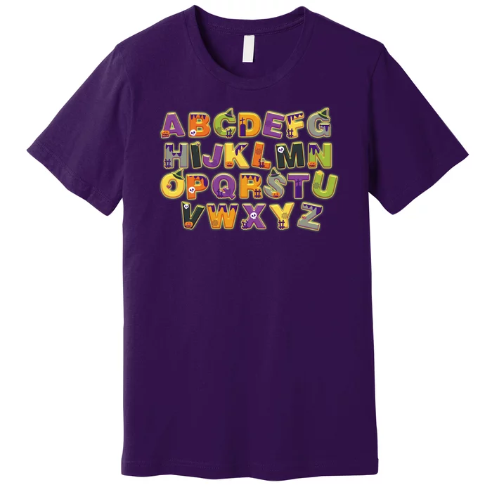 Funny Creepy Spooky Alphabet Letters Premium T-Shirt