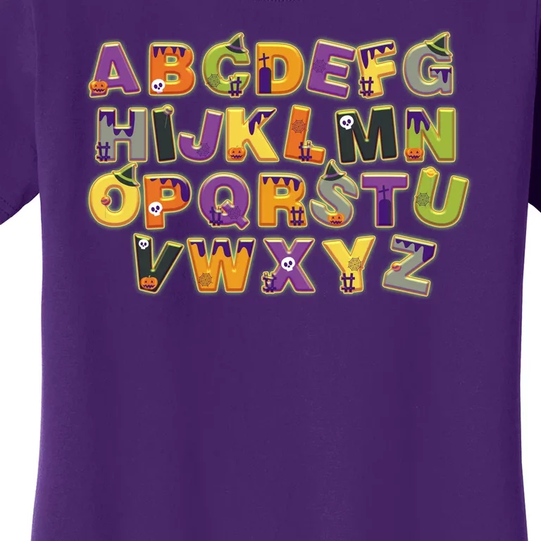 Funny Creepy Spooky Alphabet Letters Women's T-Shirt