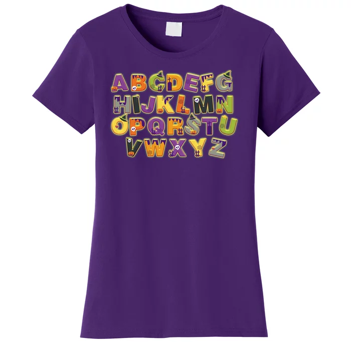 Funny Creepy Spooky Alphabet Letters Women's T-Shirt