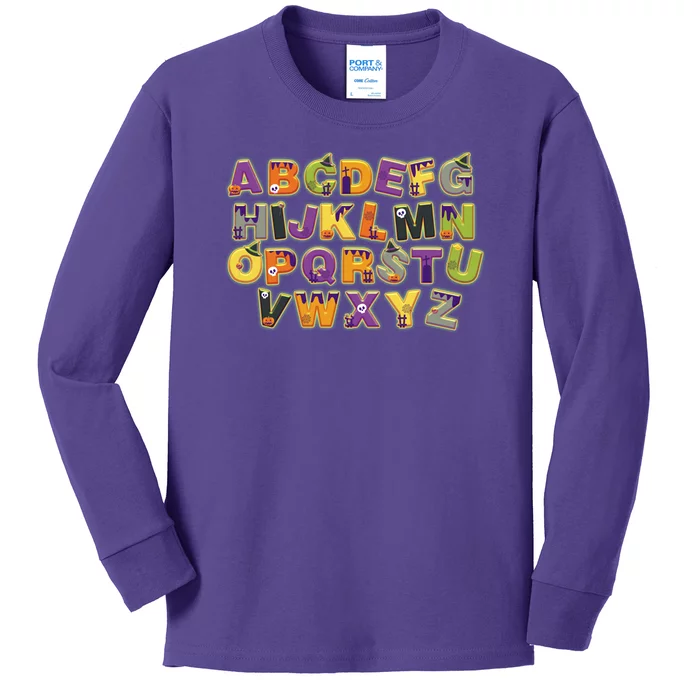 Funny Creepy Spooky Alphabet Letters Kids Long Sleeve Shirt