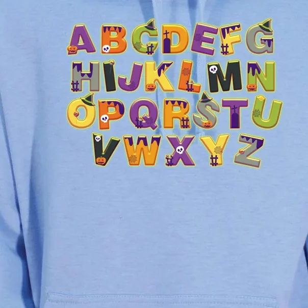 Funny Creepy Spooky Alphabet Letters Unisex Surf Hoodie