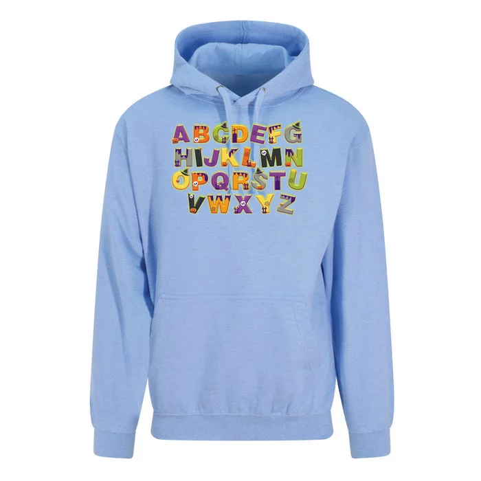 Funny Creepy Spooky Alphabet Letters Unisex Surf Hoodie