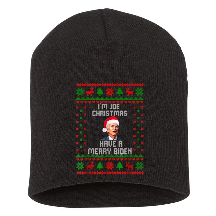 Funny Confused Santa Joe Biden Christmas Short Acrylic Beanie