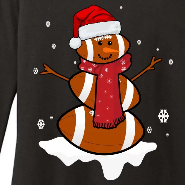 Football Christmas Snowman Womens CVC Long Sleeve Shirt