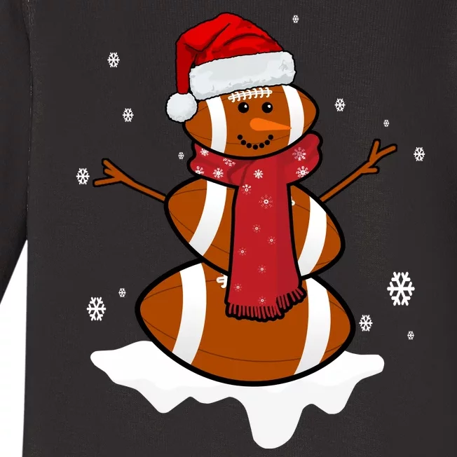 Football Christmas Snowman Baby Long Sleeve Bodysuit