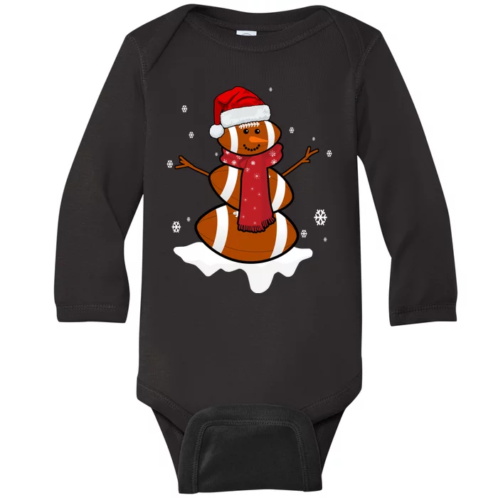 Football Christmas Snowman Baby Long Sleeve Bodysuit