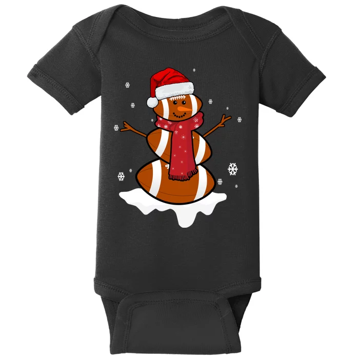 Football Christmas Snowman Baby Bodysuit