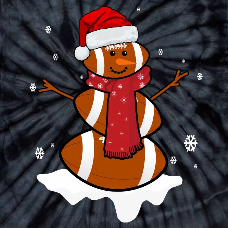 Football Christmas Snowman Tie-Dye T-Shirt