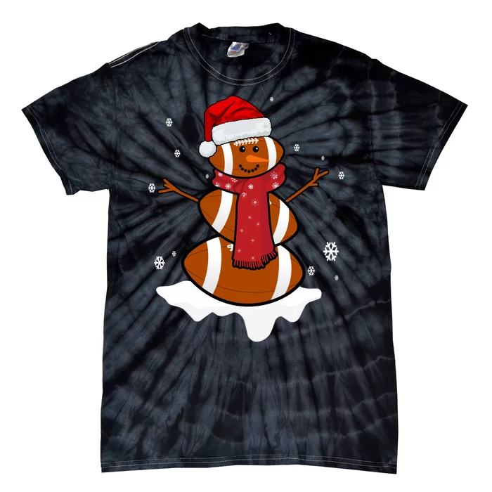 Football Christmas Snowman Tie-Dye T-Shirt