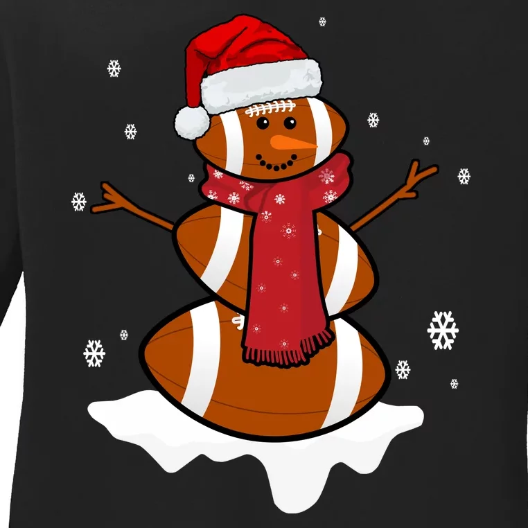 Football Christmas Snowman Ladies Long Sleeve Shirt