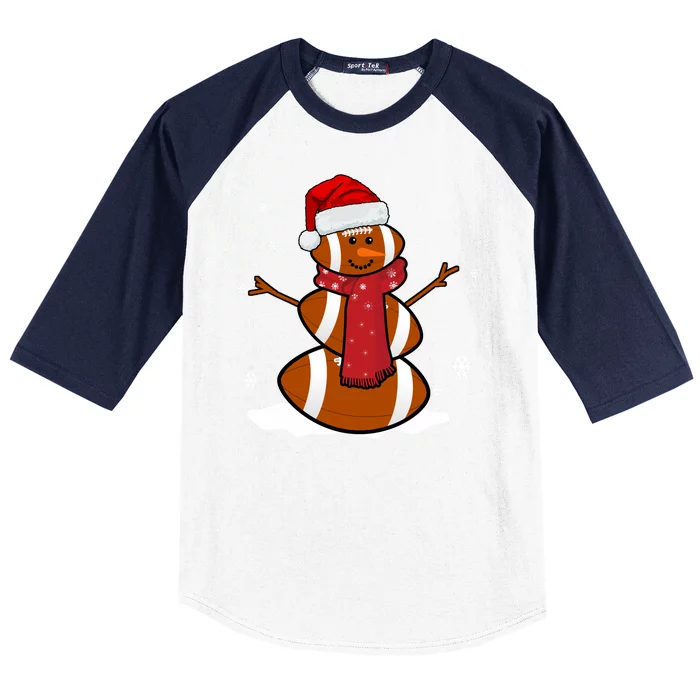 Football Christmas Snowman Baseball Sleeve Shirt