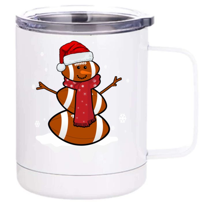 Football Christmas Snowman Front & Back 12oz Stainless Steel Tumbler Cup