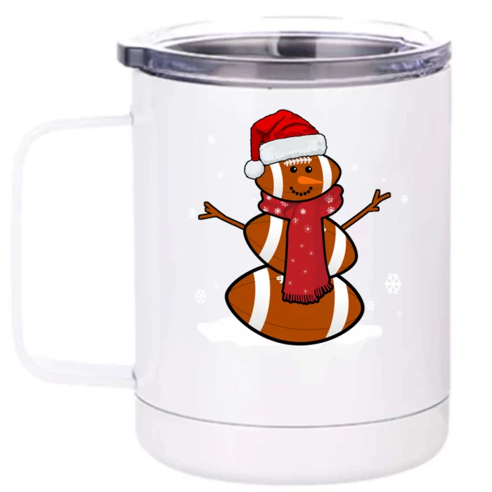 Football Christmas Snowman Front & Back 12oz Stainless Steel Tumbler Cup