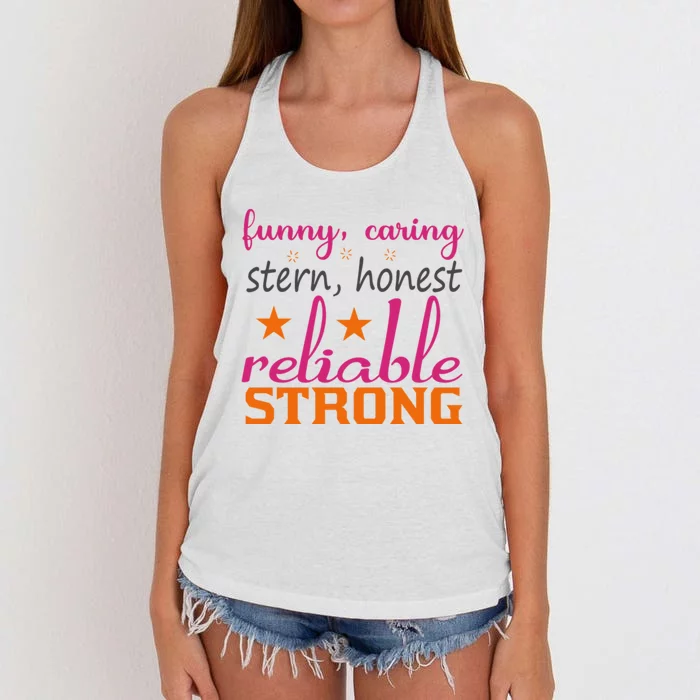 Funny Caring Stern Honest Reliable Strong Women's Knotted Racerback Tank