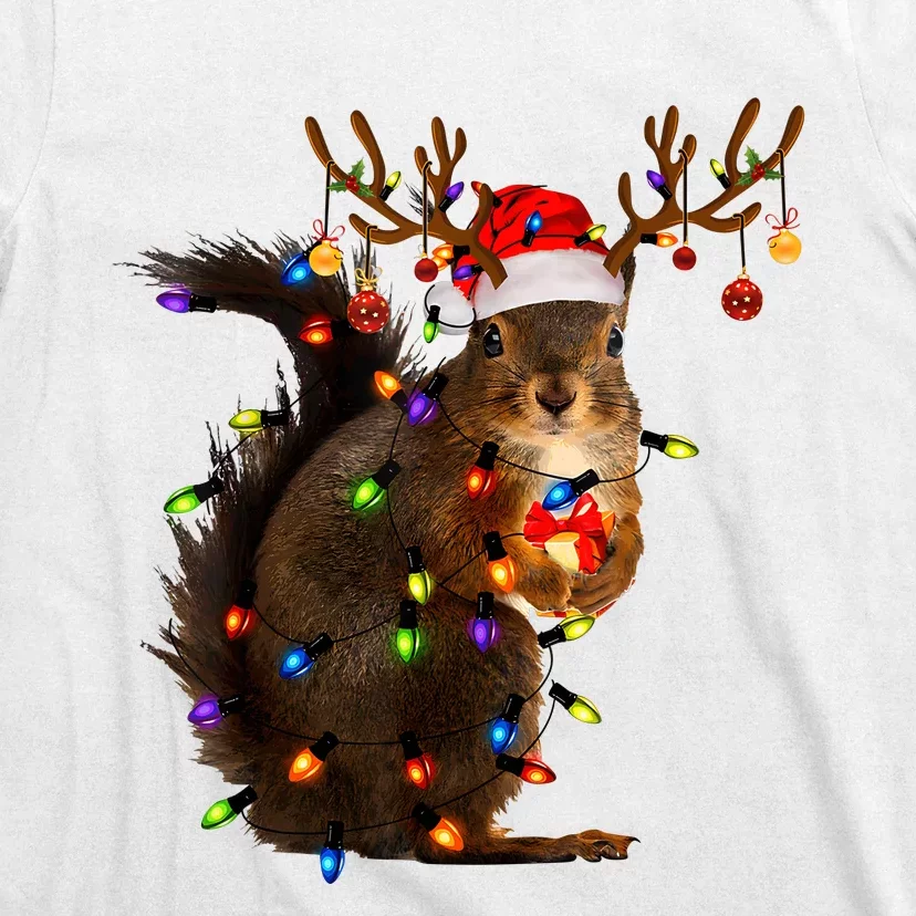 Funny Christmas Squirrel Lights Reindeer Christmas Costume T-Shirt