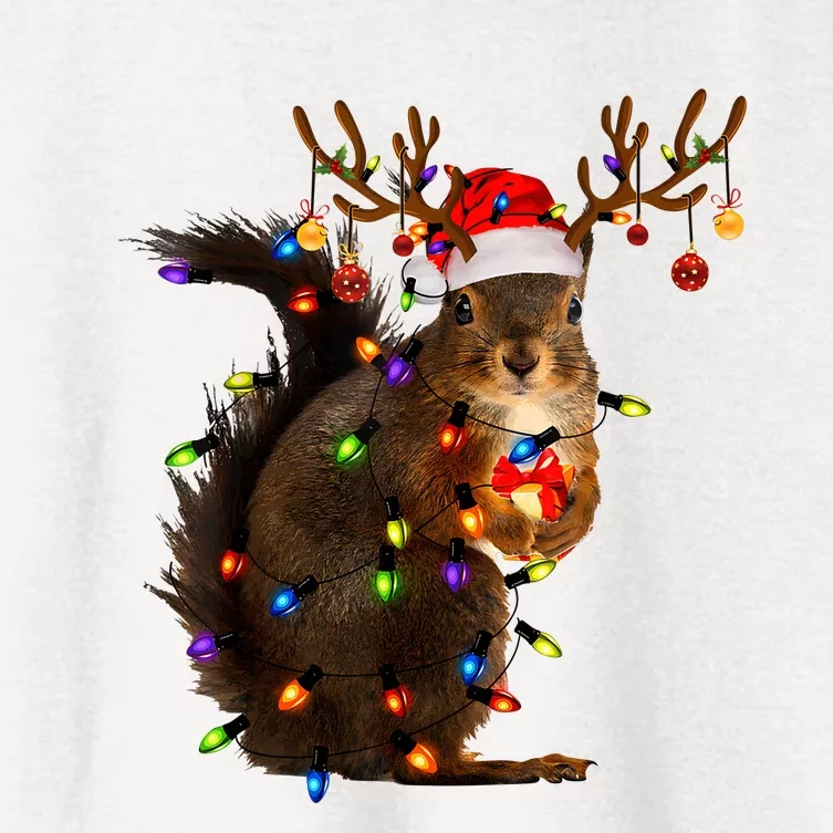 Funny Christmas Squirrel Lights Reindeer Christmas Costume Women's Crop Top Tee