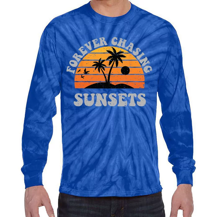 Forever Chasing Sunsets Funny Retro Sunset Photographer Tie-Dye Long Sleeve Shirt