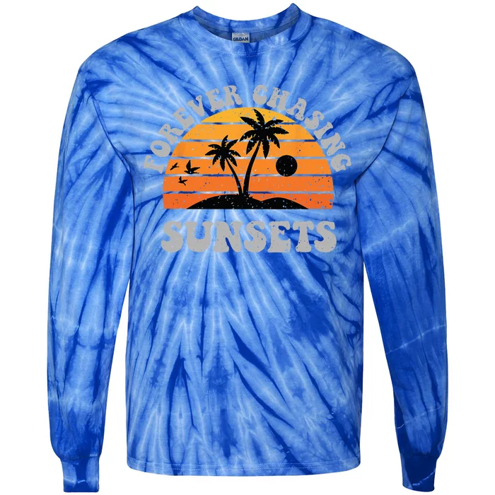 Forever Chasing Sunsets Funny Retro Sunset Photographer Tie-Dye Long Sleeve Shirt