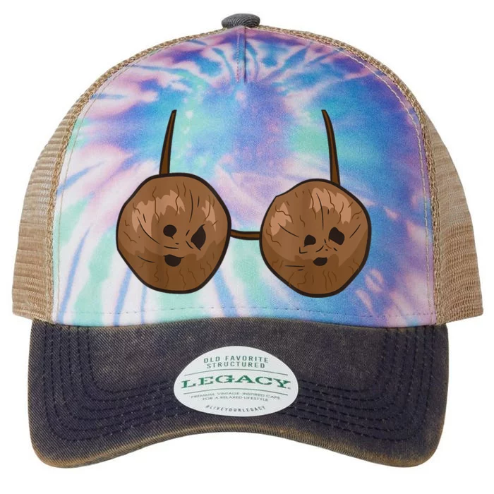 Funny Coconut Summer Coconuts Bra Funny Halloween Costume Legacy Tie Dye Trucker Hat