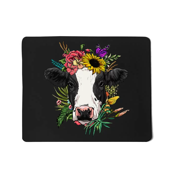 Floral Cow Spring Nature Lovers Mousepad