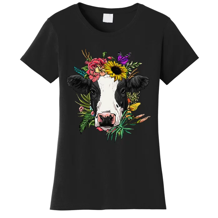 Floral Cow Spring Nature Lovers Women's T-Shirt