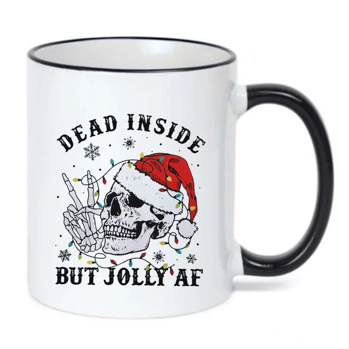 Funny Christmas Skull Dead Inside But Jolly Af Black Color Changing Mug