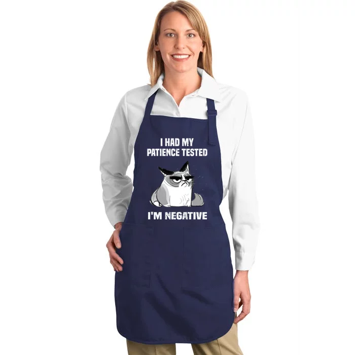 Funny cat sarcasm cat I Had My Patience Tested I'm Negative Full-Length Apron With Pocket