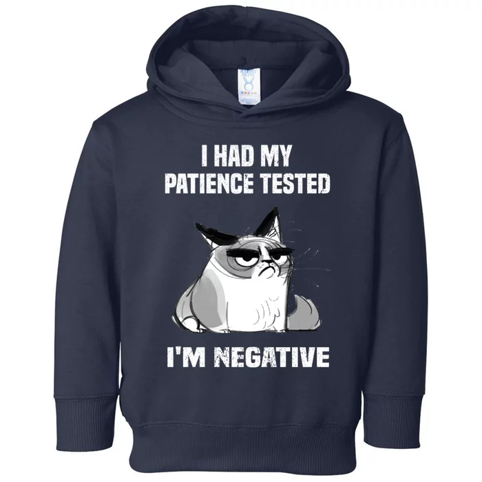 Funny cat sarcasm cat I Had My Patience Tested I'm Negative Toddler Hoodie