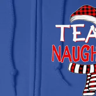 Funny Christmas Santa Claus Red Plaid Team Naughty Full Zip Hoodie