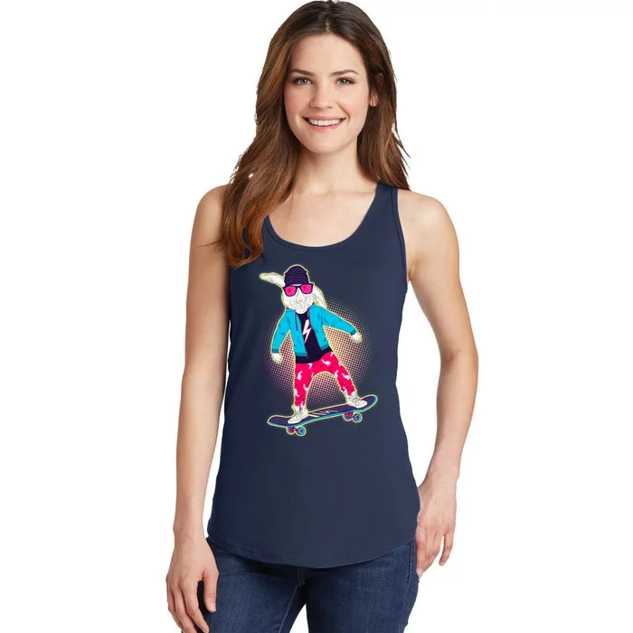 Funny Cool Skateboarding Easter Bunny Rabbit Ladies Essential Tank