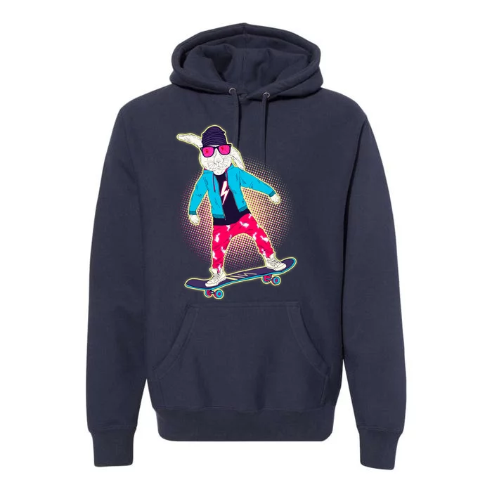 Funny Cool Skateboarding Easter Bunny Rabbit Premium Hoodie