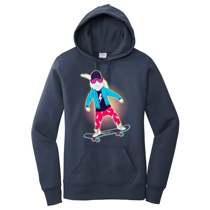 Funny Cool Skateboarding Easter Bunny Rabbit Women's Pullover Hoodie