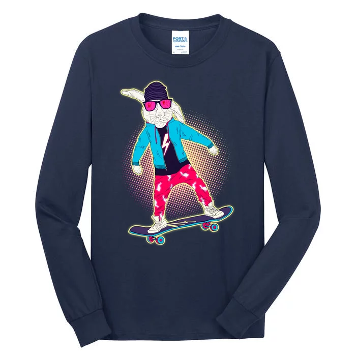 Funny Cool Skateboarding Easter Bunny Rabbit Tall Long Sleeve T-Shirt