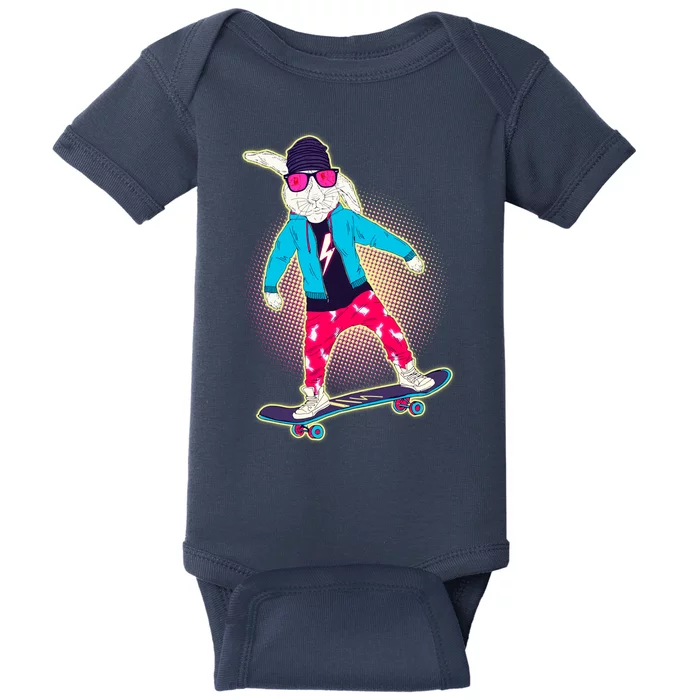 Funny Cool Skateboarding Easter Bunny Rabbit Baby Bodysuit