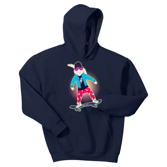 Funny Cool Skateboarding Easter Bunny Rabbit Kids Hoodie