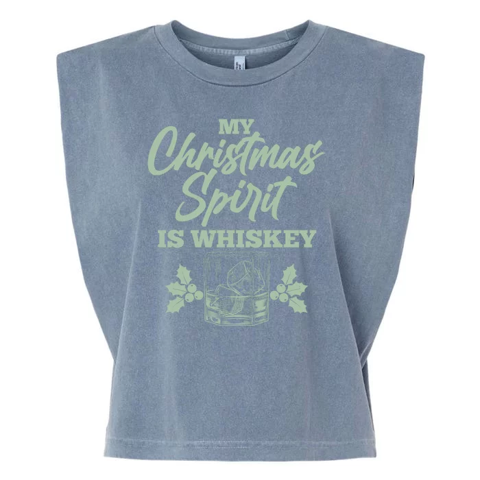 Funny Christmas Spirit Is Whiskey Garment-Dyed Women's Muscle Tee