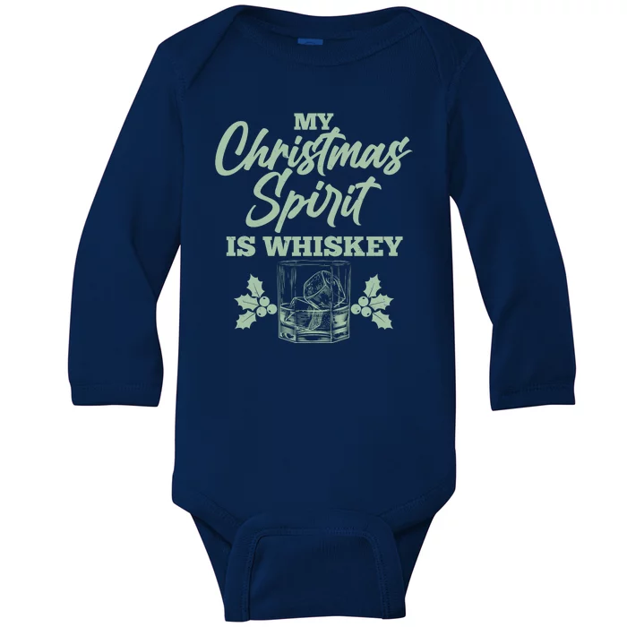 Funny Christmas Spirit Is Whiskey Baby Long Sleeve Bodysuit