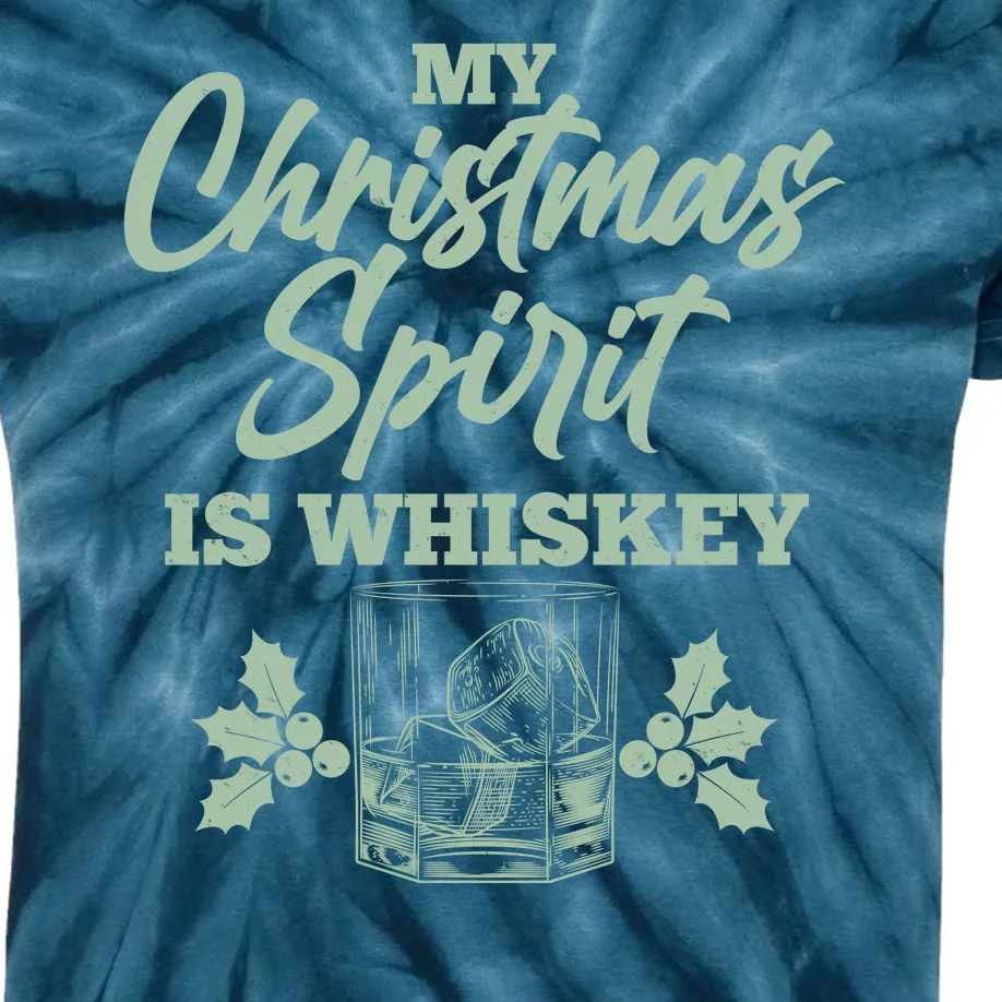 Funny Christmas Spirit Is Whiskey Kids Tie-Dye T-Shirt