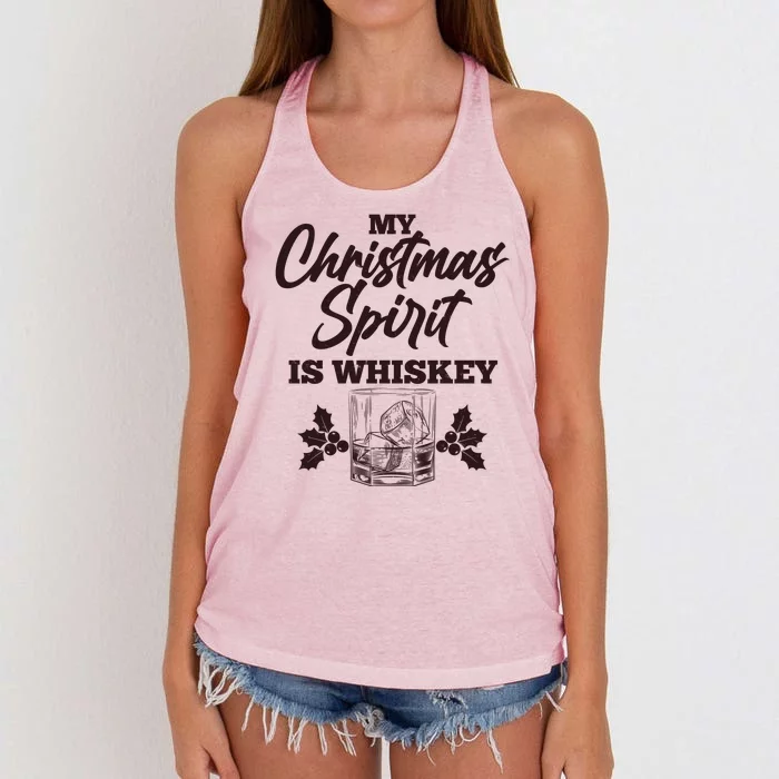 Funny Christmas Spirit Is Whiskey Women's Knotted Racerback Tank